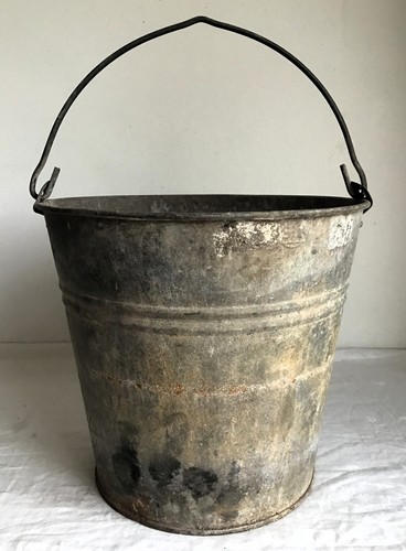 Old galvanized metal bucket - metal,