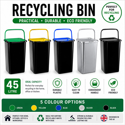 45l recycling bin with - bin, &