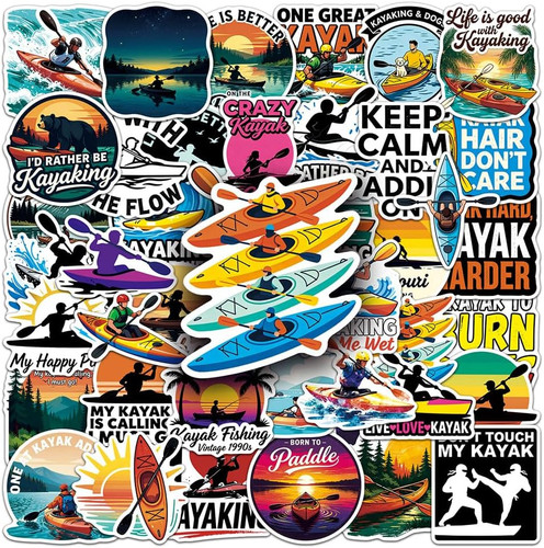 Kayak stickers 50pcs kayaker - kayak,