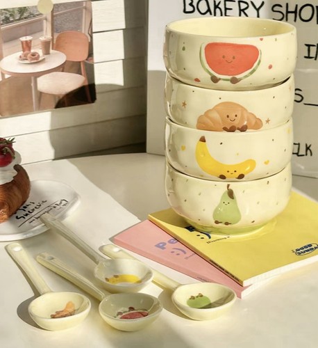 Cute ceramic fruit soup bowl - cute,