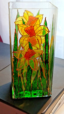 Stained Glass daffodils Vase