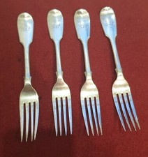 Antique Silver Forks 4 Starter Dessert Fiddle 1864 London Victorian GJP 212g