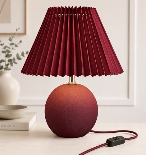 Burgundy ceramic table lamp - burgundy,