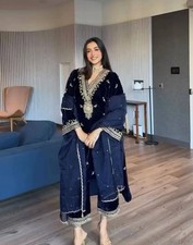 Velvet Wedding Designer Indian Pakistani Salwar Kameez Sequence Party Wear Suit