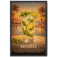 Mojito Cocktail Poster Framed