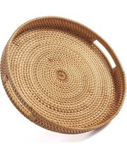BRINJOY 16.9" Round Woven Tray