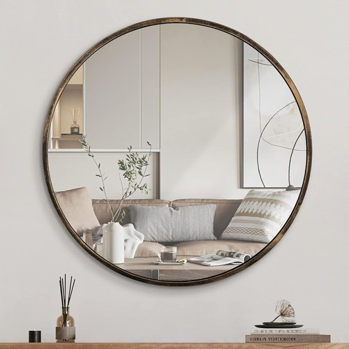 Round wall mirror bronze - round,