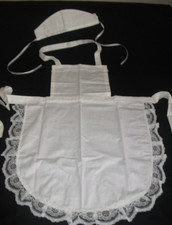 CHILDS GIRLS WHITE FULL APRON LACE /HAT /VICTORIAN  EDWARDIAN  MAID fancydress