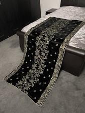 Black Embroidered Velvet Shawl