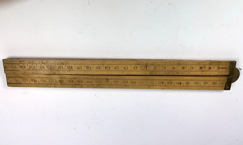 Wood and brass ruler - and, 1m
