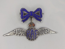 RAF sweetheart Brooch, blue Enamel And Sterling Silver Bow