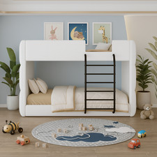 Modern White Faux Leather Single Bunk Bed – Stylish • Space-Saving • Durable