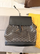 Goyard Alpin MM Backpack Black Leather Drawstring Strap Crossbody Travel Bag