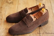 Santoni Brown Suede Shoes Penny Loafers Men's UK 8 F US 9 EU 42