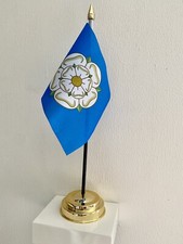 YORKSHIRE (NEW) TABLE FLAG with Flat One hole Golden base 15cm x 10cm