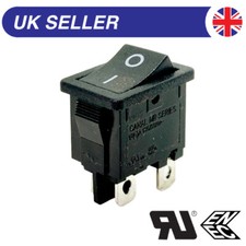 Mains Power On-Off Rocker Switch 4 Pin DPST 12(4)A 250Vac & 12V, 13 x 19mm