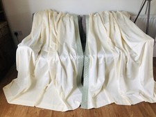 Sage green trim cream curtains heavy pair width 62" each by 68" drop