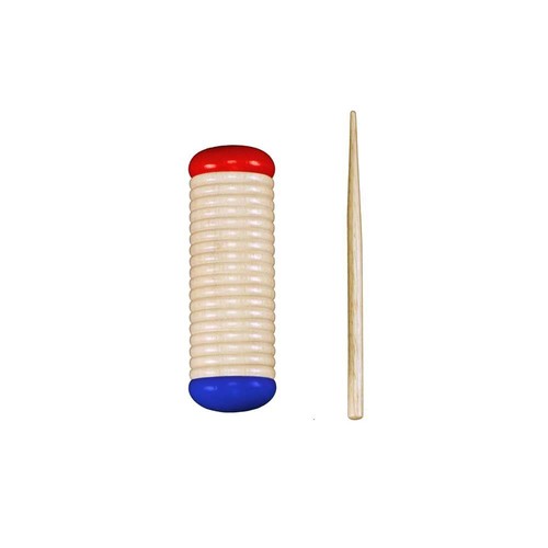 Red blue wooden guiro shaker - &,