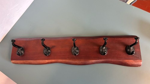 Live edge wooden coat rack - live,