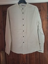 ASOS Beige  grandad collar shirt Size XL