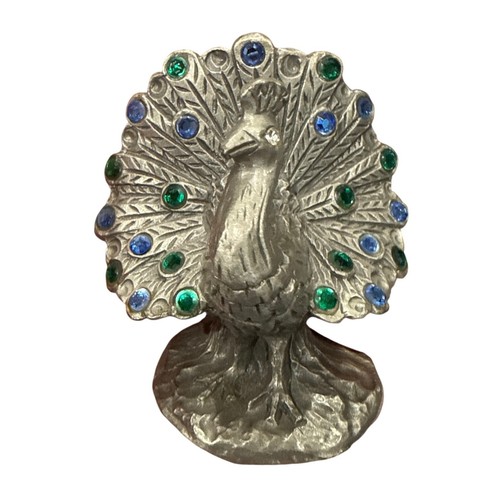 Vintage pewter peacock - pewter,