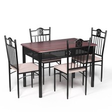 5 PCS Dining Table Chairs Set Kitchen Table & Chairs 4-Person Bistro Table Set
