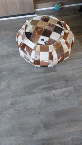 Cowhide leather pouffe - leather,