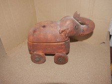 Wooden Elephant on Wheels - With Sliding Lid