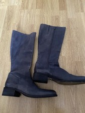 Women's Georgia Rose Navy Leather Boots Size UK8/EU42 New With Defect