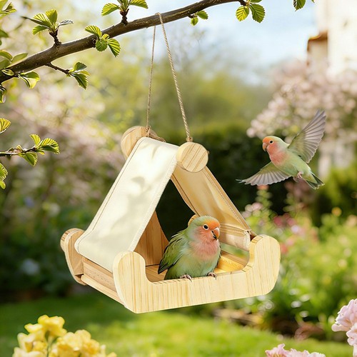 Wooden cage bird bed with - cage,