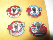 4 RARE OLD BURNLEY V WEST HAM UNITED FOOTBALL CLUB ENAMEL MATCH PIN BADGES