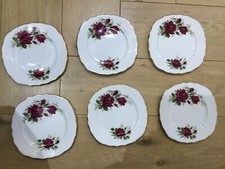 Colclough x6 Red Rose vintage bone china side plates