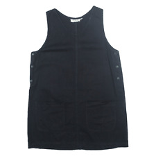 SAX UNION Womens Dungaree Dress Black Sleeveless Knee Length M