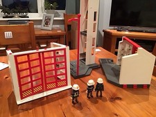 Playmobile Fire Station with Tower and Figures But Not Complete See Pictures