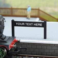 OO Gauge Station Sign - White Model Railway Personalised Platform Name - 1:76