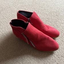 Womens Boots Red size 4 Adults Ladies Ankle 2 Zips New 
