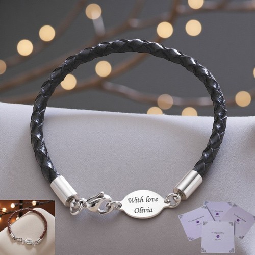 Personalised leather bracelet - personalised,