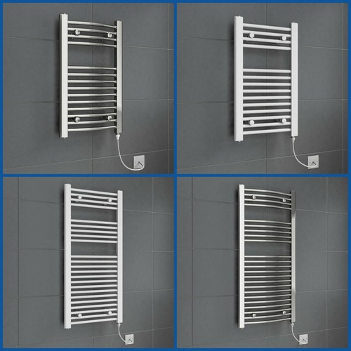 Chrome white heated towel rail - heated,