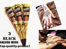 3 x INSTANT BLACK HENNA TUBE TATTO PEN CONE ORGANIC MEHANDI ARABIC INDIAN UK KIT
