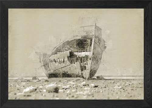 Old ship wreck framed wall - old,