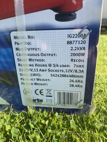 Clarke power ig2200a 2kva - power, 2.2kva