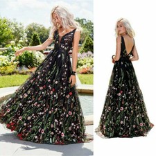 Long evening embroidered high