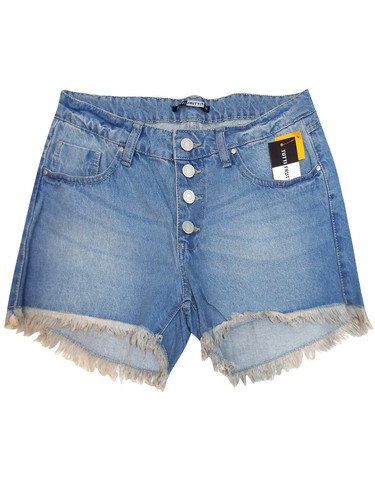 Ladies blue denim frayed hem - ladies,