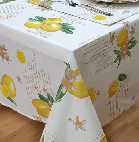 Lemons cotton tablecloth x - lemons,
