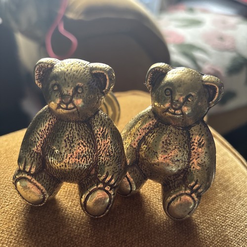Pair brass teddy bear - of,