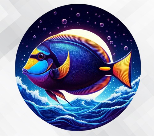 Blue tang fish wall - blue,