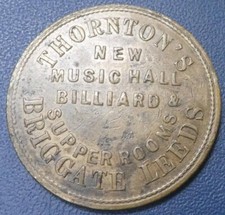 Rare Yorkshire LEEDS Thornton's New Music Hall Billiard & Supper Rooms 3d 1877