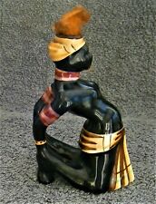 Y255) Vintage Drioli Italian pottery African figure small Liquor bottle  