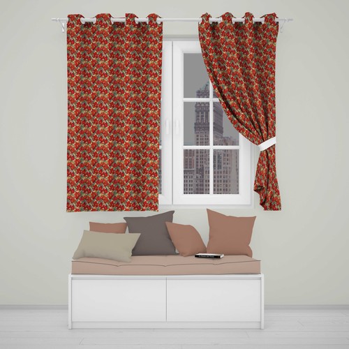 Blackout eyelet curtains red - blackout,