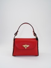 Red Hand‑made Bee Bag Mini in genuine leather, Made in Italy